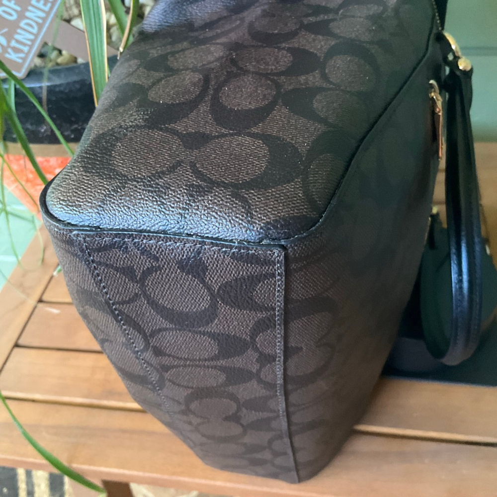 COACH Signature PRAIRIE SATCHEL in Signature Canvas Dark Brown/Black/Multi, EUC - Picture 12 of 14